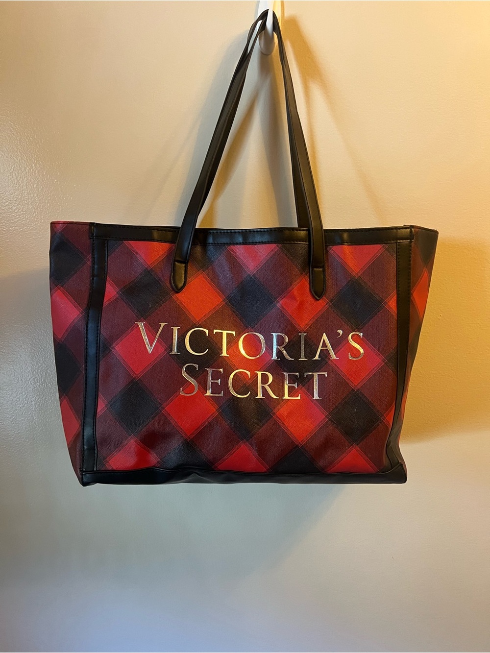 Victoria's Secret Red and Black Plaid Tote